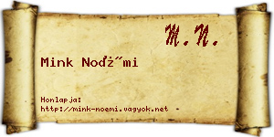 Mink Noémi névjegykártya